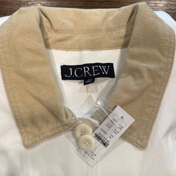 NWT J.Crew Women's XL Ivory Barn Jacket in Canvas Off-White Tan Collar CI107 - Picture 3 of 12